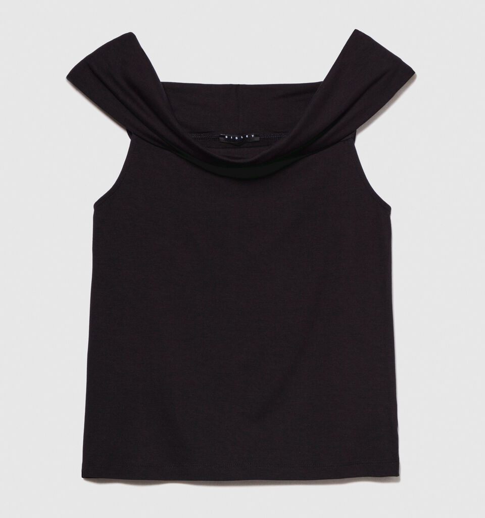 Bare shoulder t-shirt - women's short sleeve t-shirts - Black | Sisley image number 7